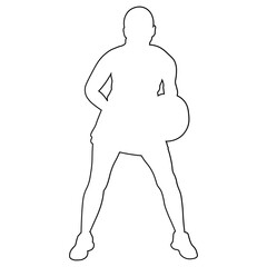 Hand Drawn Woman Playing Padel Tennis. Vector Line Art