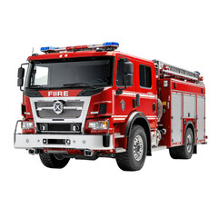 Bright red fire truck, emergency vehicle, ready to rescue