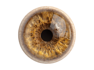 Detailed close up of a human brown iris eye, Isolated On Transparent Background, Png