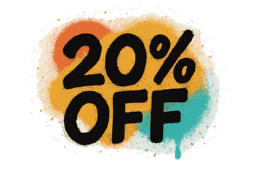 30% off discount graffiti spray art text with colorful overspray splatter texture, urban street style sale promo illustration, vibrant paint spray tag vector cartoon design