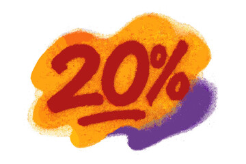 Urban graffiti style 30 percent off discount spray paint design with colorful overspray abstract background, textured vector illustration for sale promotion, street art concept