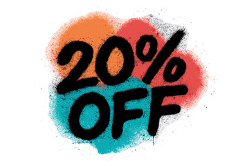 Sprayed 30 Percent Off Urban Graffiti Sign with Overspray on Abstract Colorful Shape, Textured Vector Illustration, Street Art Style, Discount Sale Concept