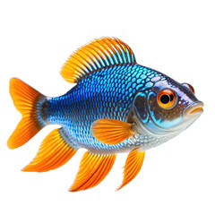 Fototapeta premium Vibrant, iridescent fish with blue, gold, and orange scales