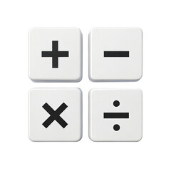 Fototapeta premium Mathematical Operations Plus, Minus, Multiplication, and Division on Square Buttons