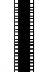 Vertical image showing a strip of black film reel against a white background