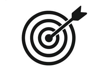 Precision target with arrow hitting bullseye, focus and goal concept, dartboard vector illustration, accuracy symbol, success aim, business and achievement icon, transparent background