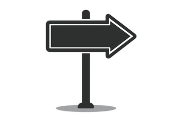 Signpost arrow pointing right. Vector concept of choice, direction, and opportunity. Metaphor for guidance, decisions, and finding the right path to success and future goals.
