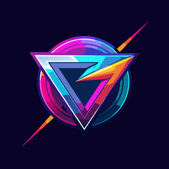A slick, abstract chrome logo shape with a vibrant neon outline and light trail, revealing itself on a dark background. For bold tech and fashion branding with a retro edge.