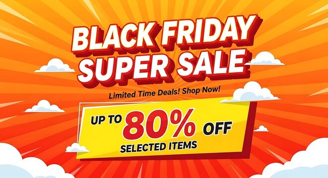 Black Friday Super Sale Banner with 80 Off Discount.
