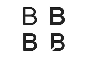 Letter B logo collection. Set of four minimalist vector icons for branding. Modern monogram design for corporate identity. Abstract B symbol template for business brand mark.