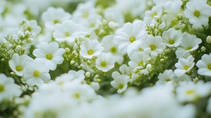 Tiny white and green flower clusters with delicate textures, fresh and natural.