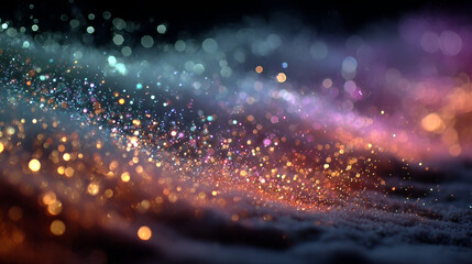 Abstract Glitter Sparkle Background | Colorful Bokeh Light Art | Festive Shimmering Texture
