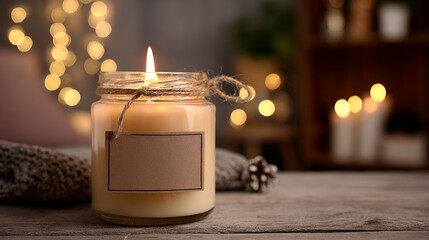 Cozy Candlelight Ambience | Jar Candle on Wooden Table | Warm Home Decor Inspiration