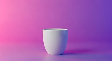 Minimalist white cup against a vibrant gradient backdrop design concept