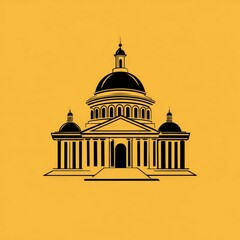 Obraz premium Architectural illustration of a grand building with a dome and columns against a background