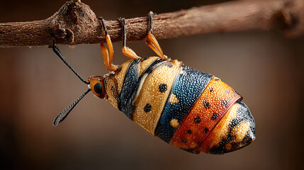  Colorful Beetle on Branch | Macro Insect Photography | Vibrant Bug Close-Up