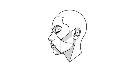 Geometric facial planes illustration of a persons head.
