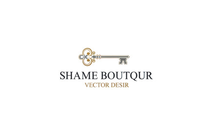 Elegant ornate key logo design for boutique.