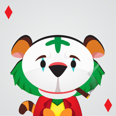 cute tiger wearing evil clown costume