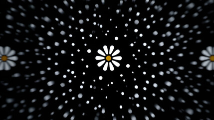 Daisy Flower Abstract Pattern | Artistic Floral Dots Design | Creative Black and White Daisy Art