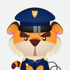 cute tiger wearing police uniform