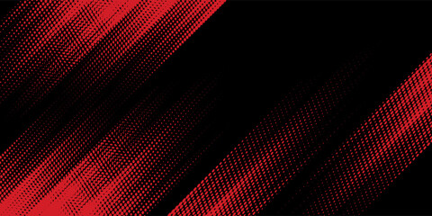 Red halftone red on dark color gradient background.