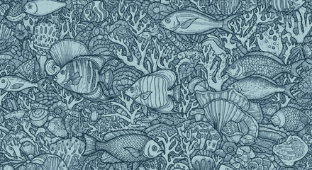 Underwater World - A Detailed Illustration of Marine Life.