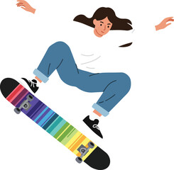Fototapeta premium Skateboarder in Motion A Stylish Illustration of Skill and Activity