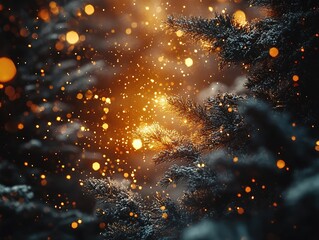 Festive Christmas season scene with beautiful snowfall and dynamic poses, featuring cinematic rendering, global illumination, and realistic visual effects for holiday designs and digital media.