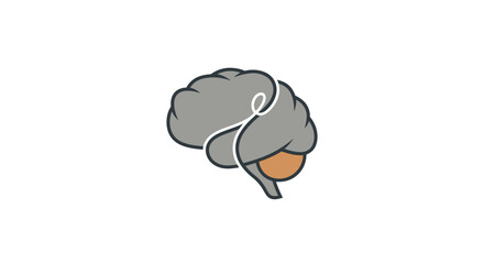 Brain illustration with a white line, representing thought and intelligence.