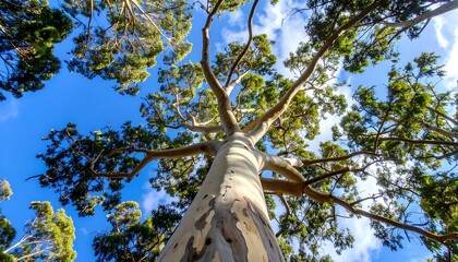 Tall eucalyptus tree reaching skyward