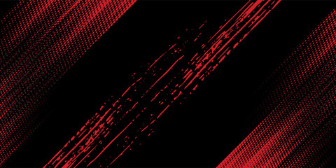 Fototapeta premium Red grunge brush art dark background. Modern grunge texture feature black dot halftone effect design.