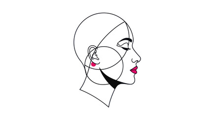 Minimalist continuous line art of a womans profile.