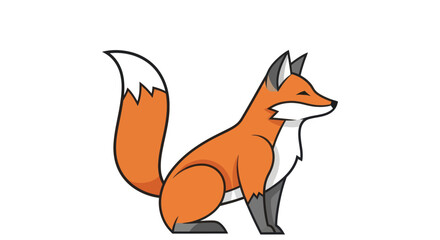 Obraz premium Cute Red Fox Sitting Side View Illustration.