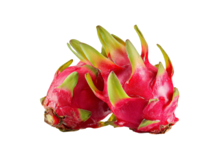 Two ripe red dragon fruits isolated on black background, Isolated On Transparent Background, Png