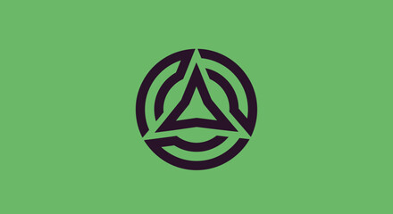 Abstract geometric design with a triangle and concentric circles in a logo.