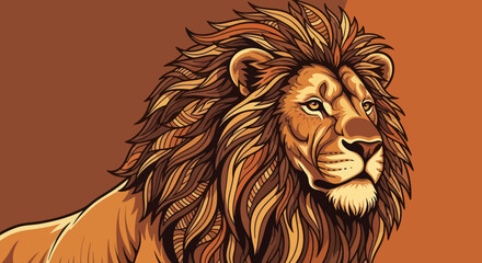 Majestic Lion Portrait with Detailed Mane and Intense Gaze.