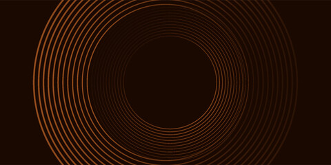 Abstract 3D gold brown circle lines in dark background