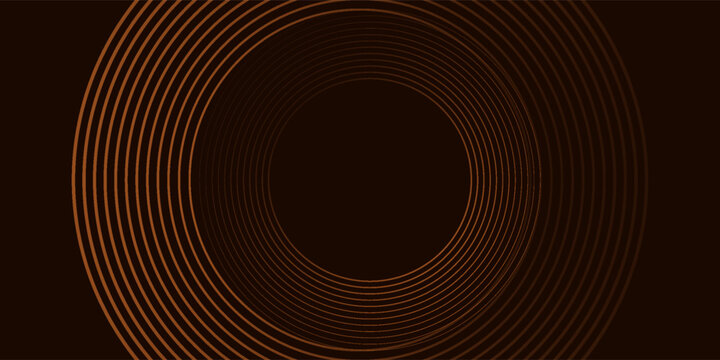 Abstract 3D gold brown circle lines in dark background