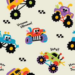 Cute Cartoon Monster Truck Pattern for Kids 