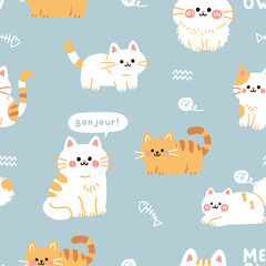 Adorable Cat Seamless Vector Set 