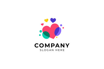 love family care logo with child and mother symbol icon in unique colorful flat design style