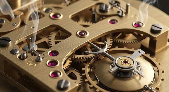 Watch Mechanism Intricate Gears, Cogwheels, and Precision Engineering