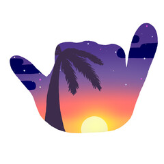 サンセットなシャカサイン