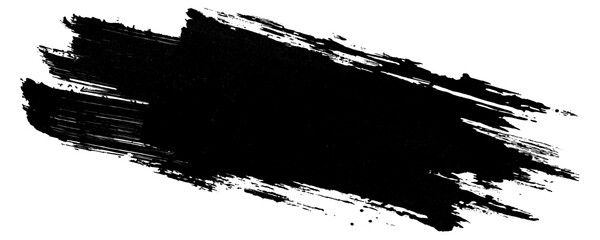 Bold Expressive Black Grunge Brush Stroke With Rough Texture Isolated on a Transparent or White Background