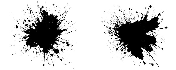 Black Ink Splatter Texture With Abstract Grunge Effect Isolated On A Transparent or White Background