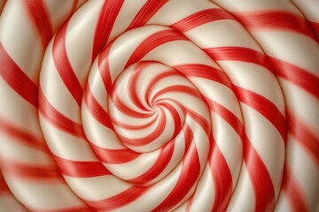 Red and White Candy Cane Swirl Pattern: A Macro View of Sweetness