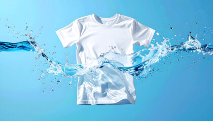 Fototapeta premium White T-Shirt with Water Splash