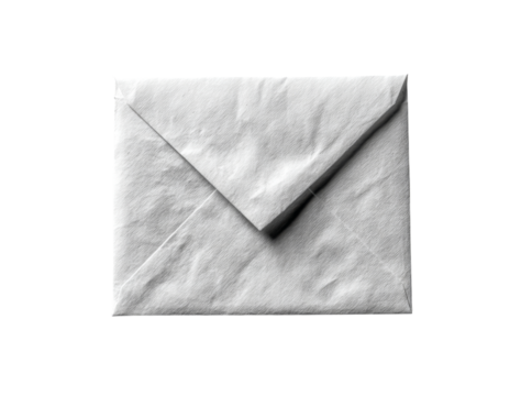 White crumpled envelope isolated on black background, Isolated On Transparent Background, Png