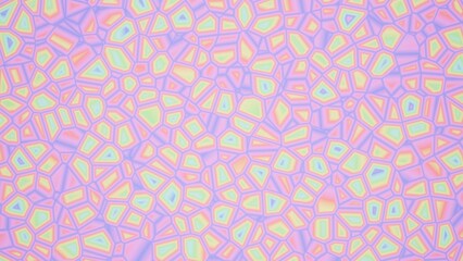 Organic cellular pattern with vibrant, glowing pastel outlines against a soft pink backdrop. Ideal for abstract, biological, or psychedelic themed designs.